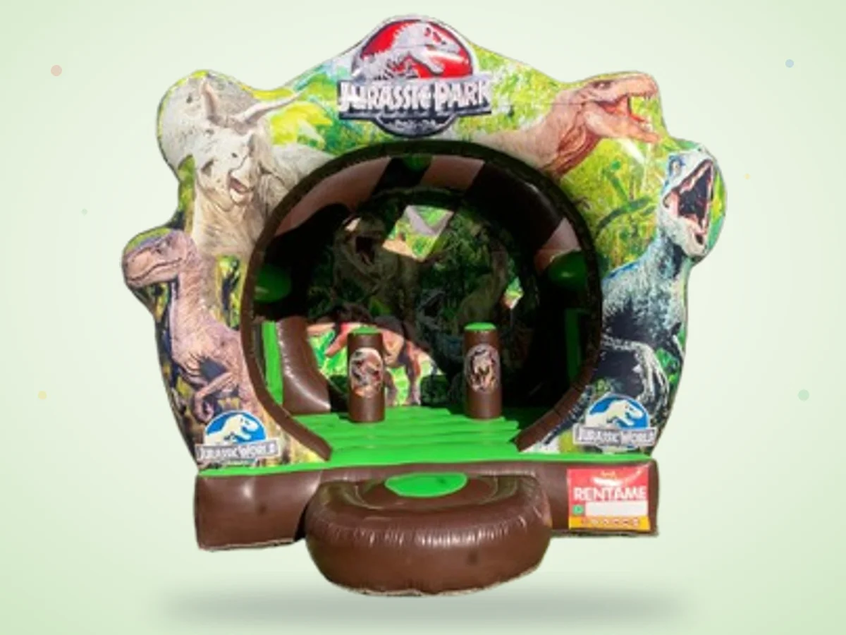 Inflable de dinosaurios con temática de selva jurásica
